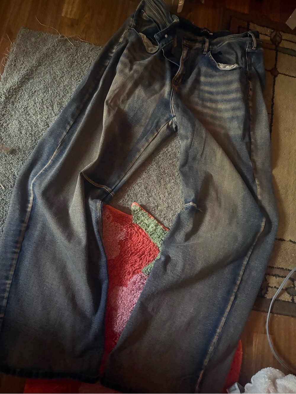 Wide Leg Womens Jeans in Dark Blue Wash